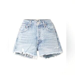 AGOLDE Parker Long Denim Jean Short Sz 31 Button front lightwash frayed swapmeet